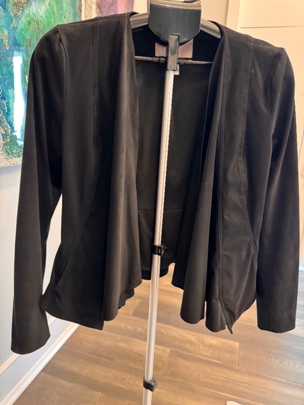 Hutch Black Vegan Suede Draped Front Jacket Size XS